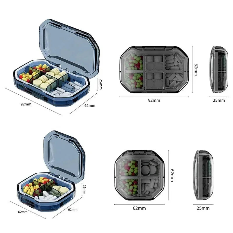6 Grids Pill Storage Box Travel Medicines Storage Box Drug Separation Mini Portable Organizer Container With Seal Ring