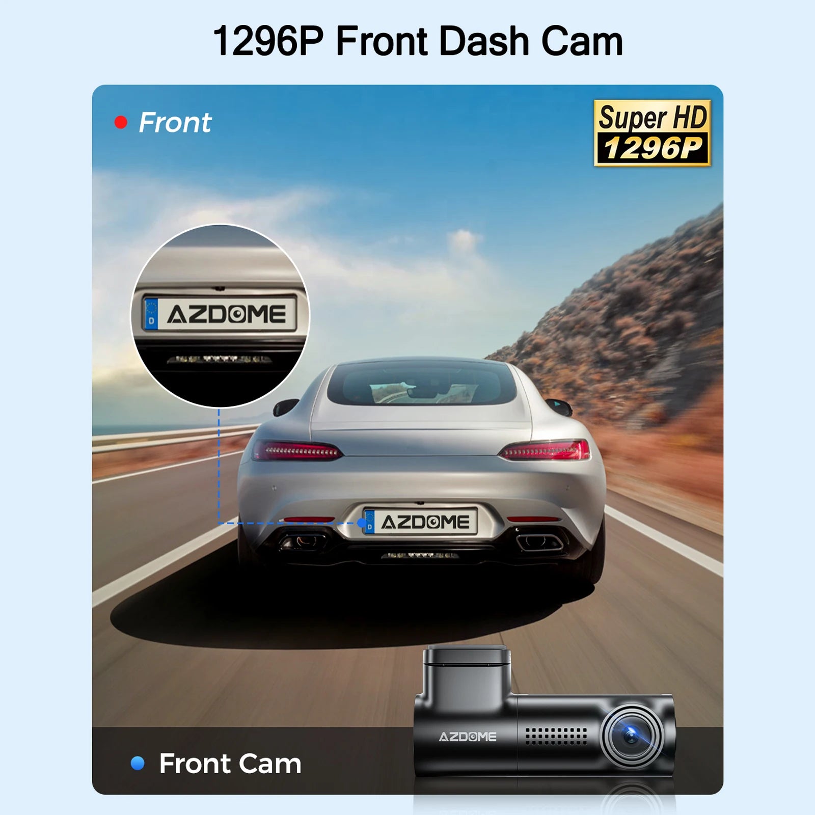 AZDOME Dash Cam 1296P WiFi Dash Camera for Cars Voice Control Dashcams Night Vision Loop Recording G-Sensor 24H Parking Monitor