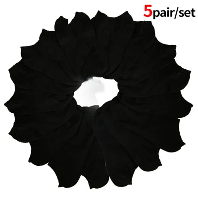 10Pcs/5Pair Unisex Socks Women Men Black White Gray Ankle Socks Female Male Solid Color Socks High Quality Cotton Short Socks