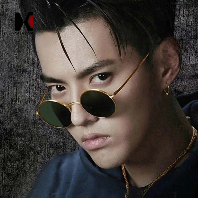 SHAUNA Super Runde Damen Sonnenbrille Markendesigner Mode Herren Dunkelgrüne Gläser UV400