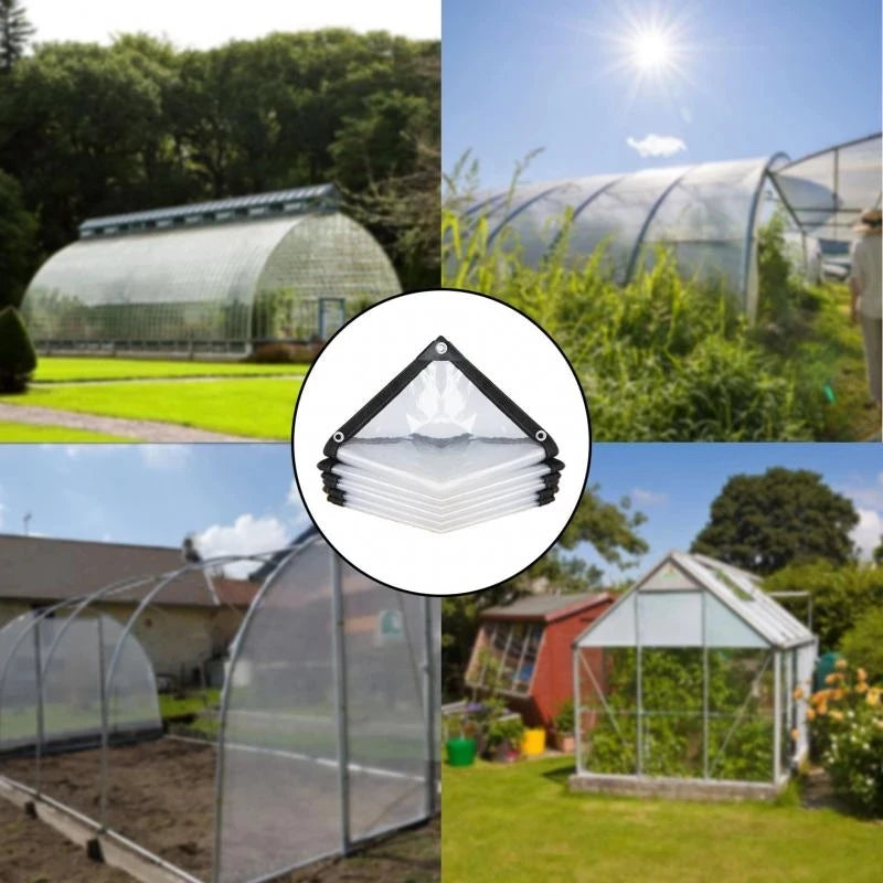 Lona gruesa transparente impermeable para jardín, lona de polietileno transparente a prueba de lluvia, cubierta para plantas, tela aislante para cobertizo con ojales