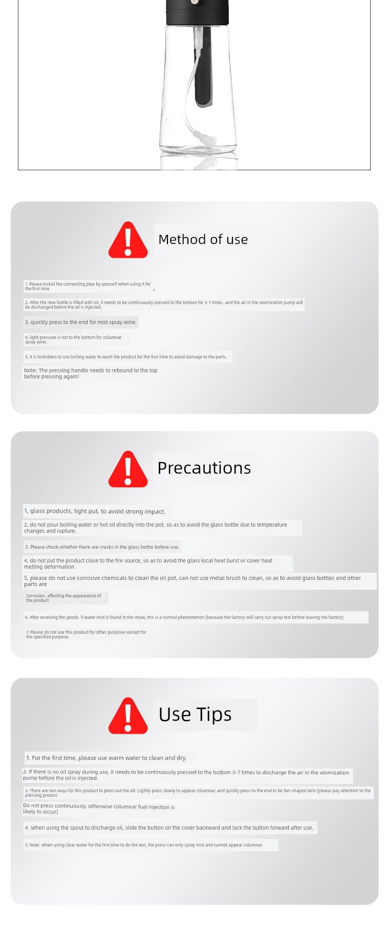 Anmai Glass Oiler Spray Dual-Purpose Oil Bottle Air Fryer Kitchen For Home Atomization Fuel Injector Food Grade Leak-Proof