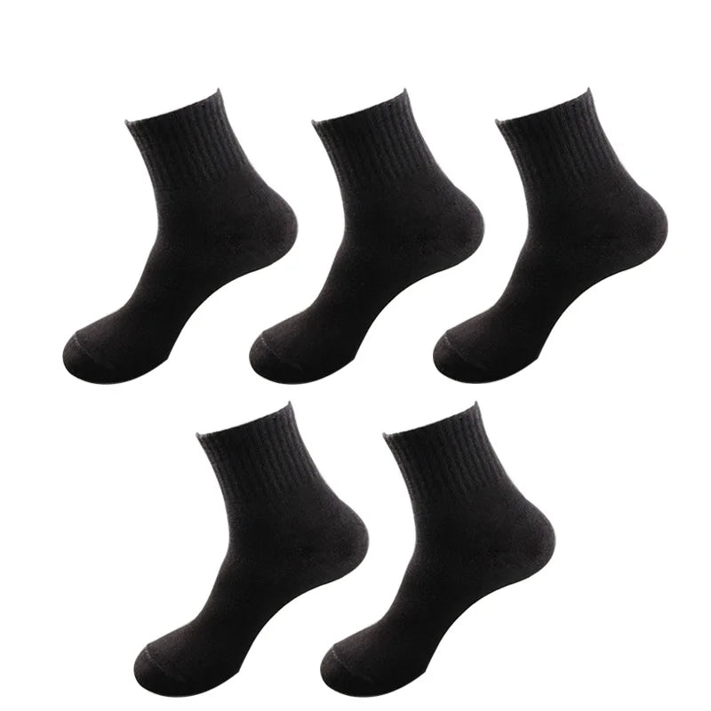 10Pcs/5Pair Unisex Socks Women Men Black White Gray Ankle Socks Female Male Solid Color Socks High Quality Cotton Short Socks