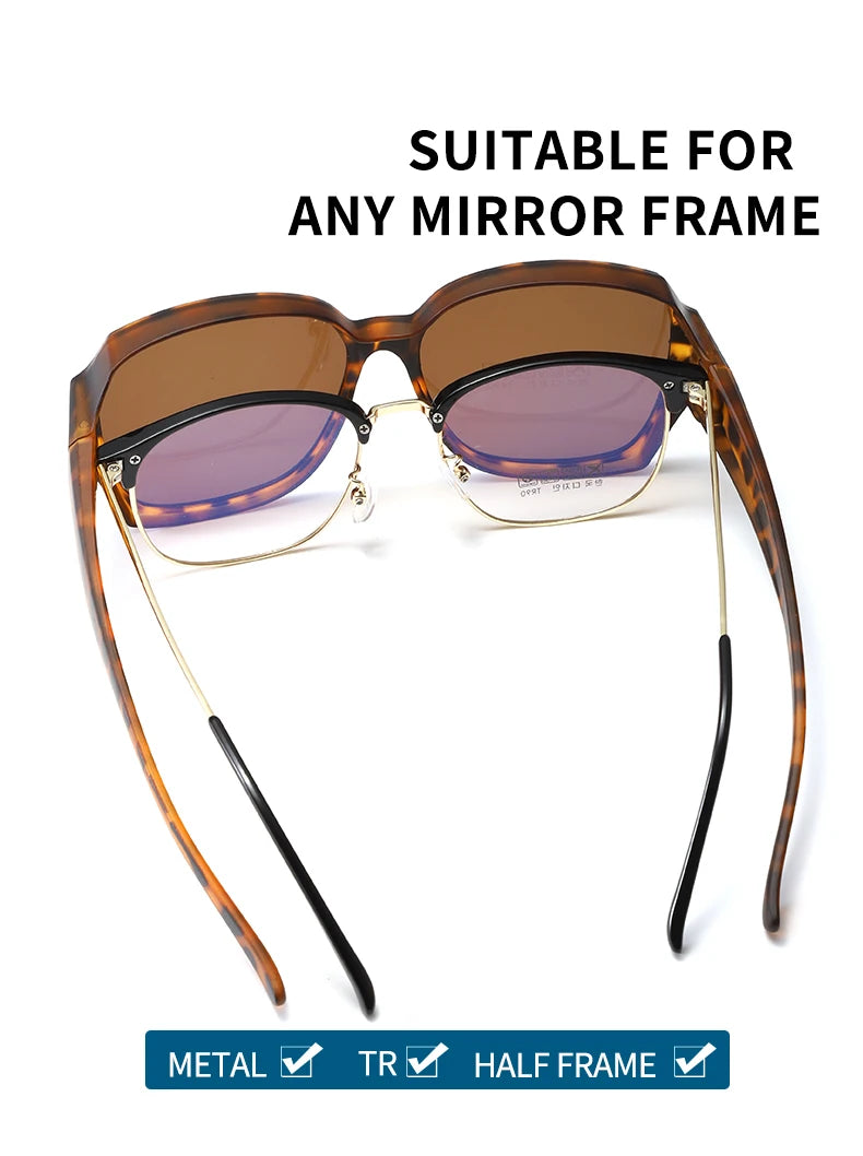 2025 TR90 Polarized Sunglasses Clip Men Women Myopia Set Sun Glasses UV400 Ultralight Outdoor Driving Fishing One Mirror Shade