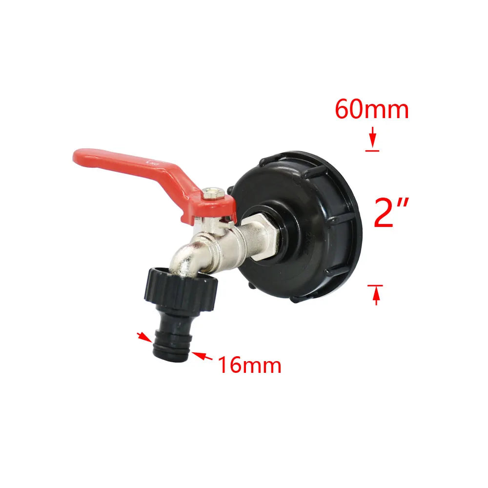 Adaptador de grifo de tanque IBC duradero, rosca gruesa S60*6 a conector de agua de 1/2'' 3/4'', accesorio de repuesto para válvula