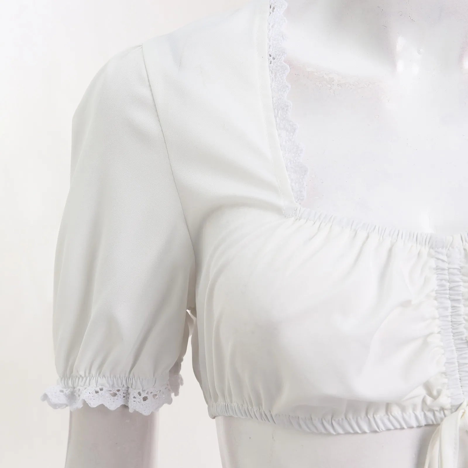 Elegant Oktoberfest Blouse Lace Floral Dirndl Wrap Crop Top Traditional Bavarian Beer Costumes Tops German Beer Festival