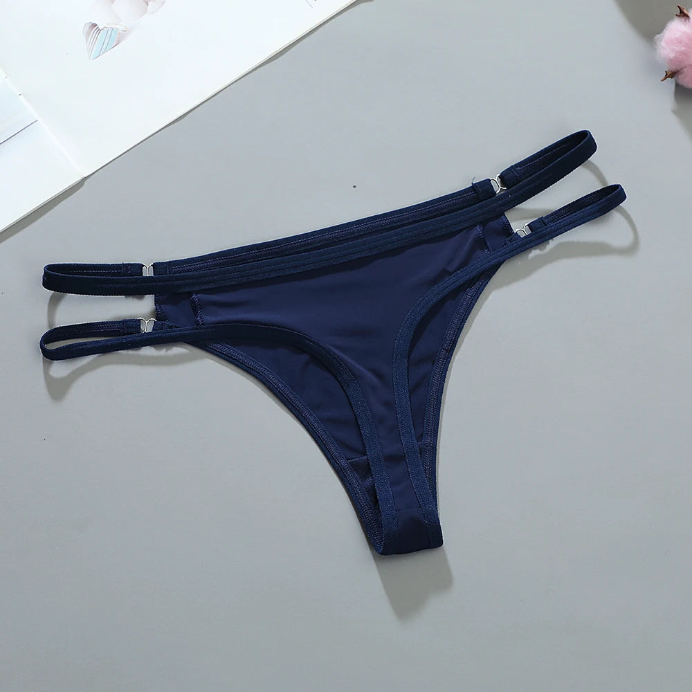 Sexy Female Llingerie  Women's Double Strip Waistband Patchwork G-String Ice Silk Thong Underwear Female Intimate Lingerie Panti