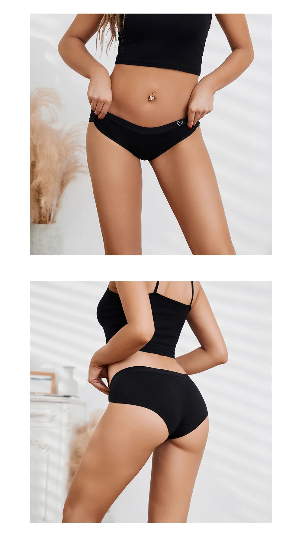 BANNIROU 3Pcs Women's Briefs Cotton Sports Fitness Low-Rise Solid Soft Breathable Panties Lingerie Underwear For Woman Intimates