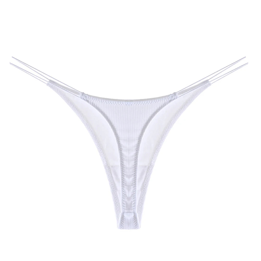 Women Threaded Cotton Sexy Cut G-String Panties Spaghetti Straps Thongs  Comfortable Breathable T-Back Underpants Lingerie