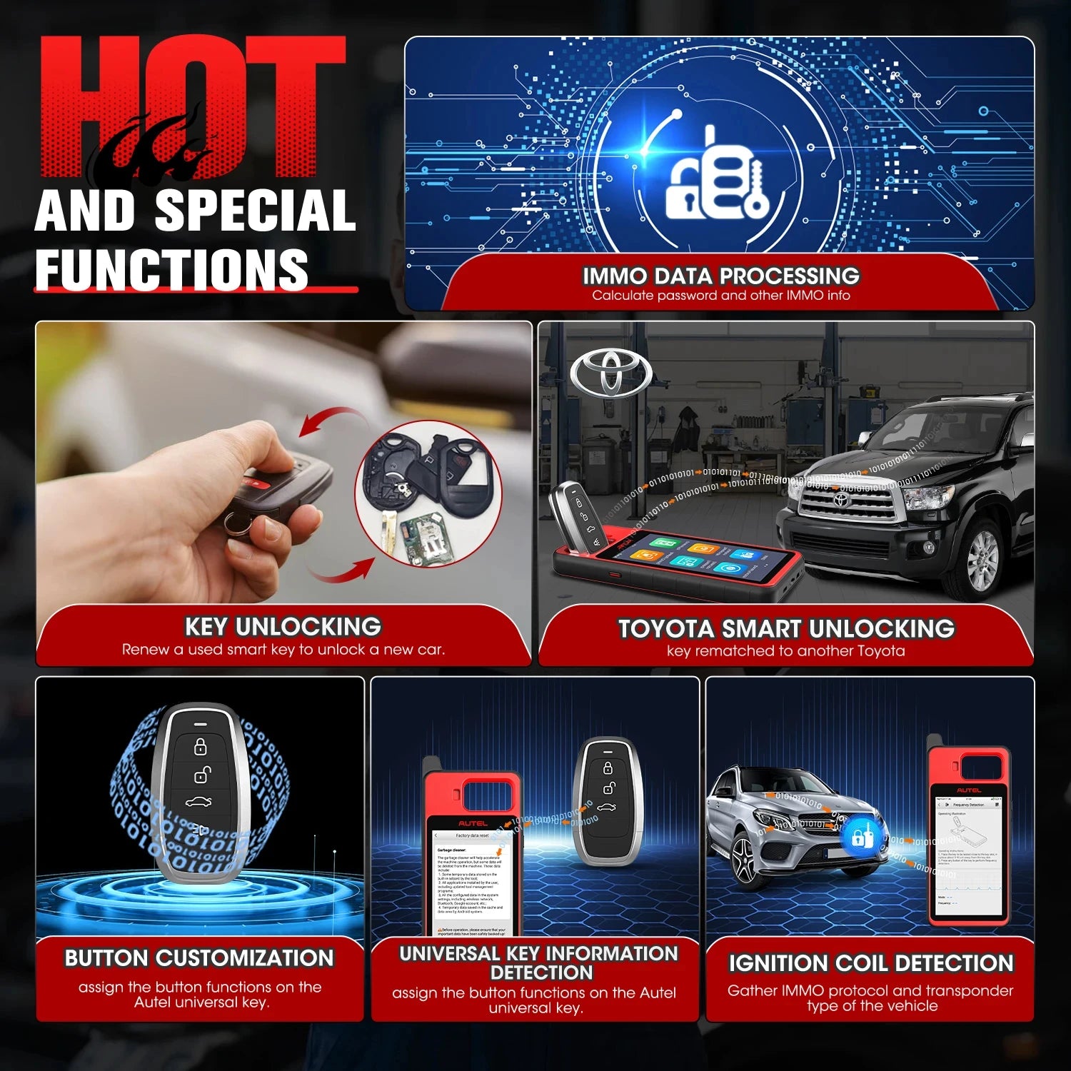 Autel MaxiIM KM100 KM100X Key Fob Programming Tools Auto key Programmer 60s Key Generation OBD IMMO Key Learning Key Free Update