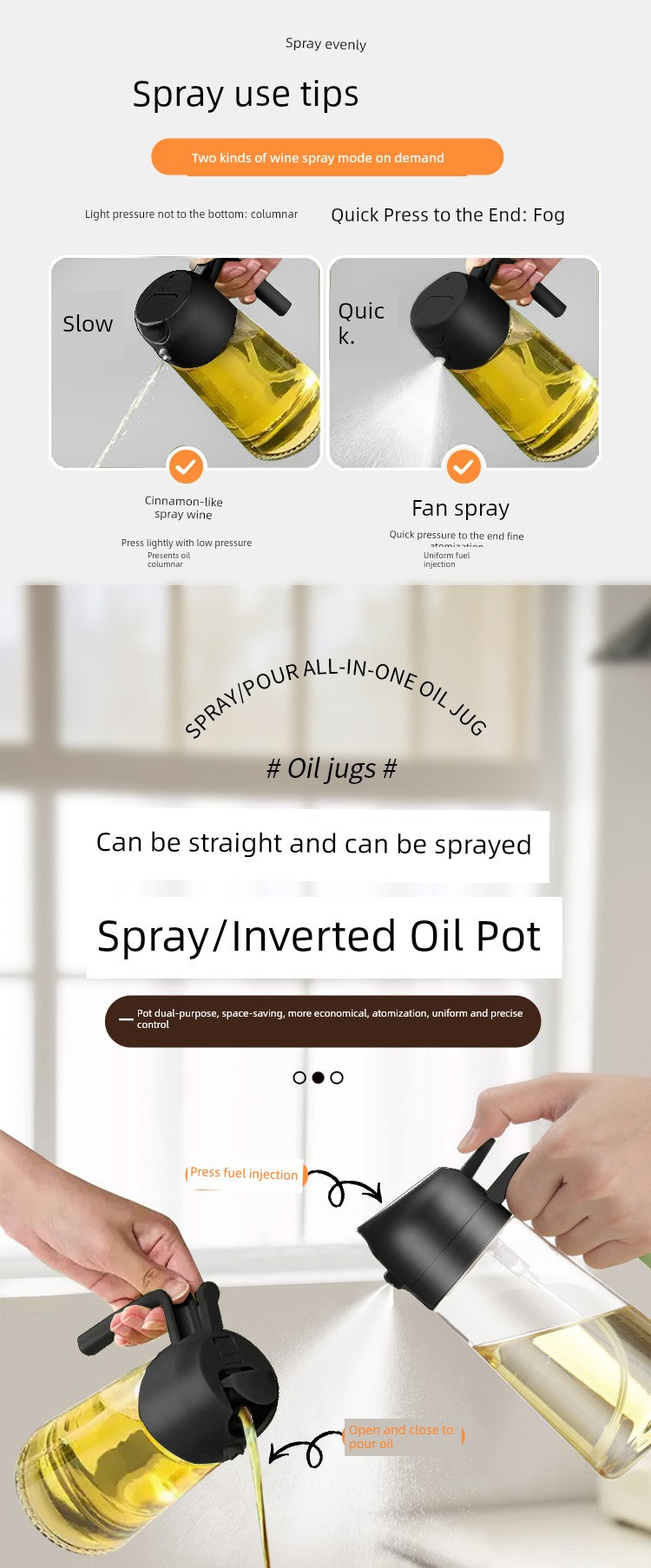 Anmai Glass Oiler Spray Dual-Purpose Oil Bottle Air Fryer Kitchen For Home Atomization Fuel Injector Food Grade Leak-Proof