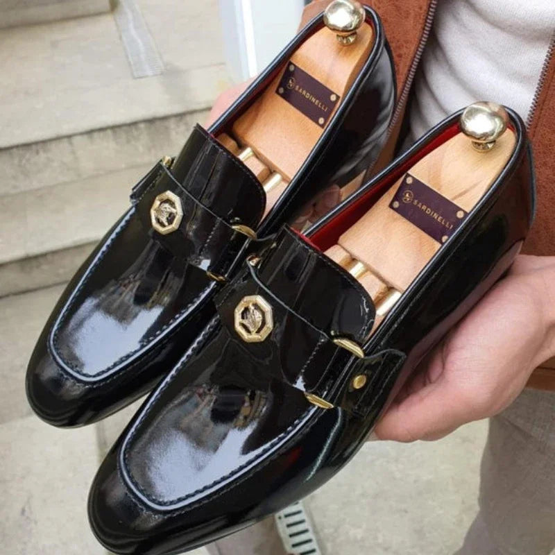 Männer Loafer Blau Braun Metall Dekoration Mode Business Klassische Slip-on Männer Kleid Schuhe für Männer mit