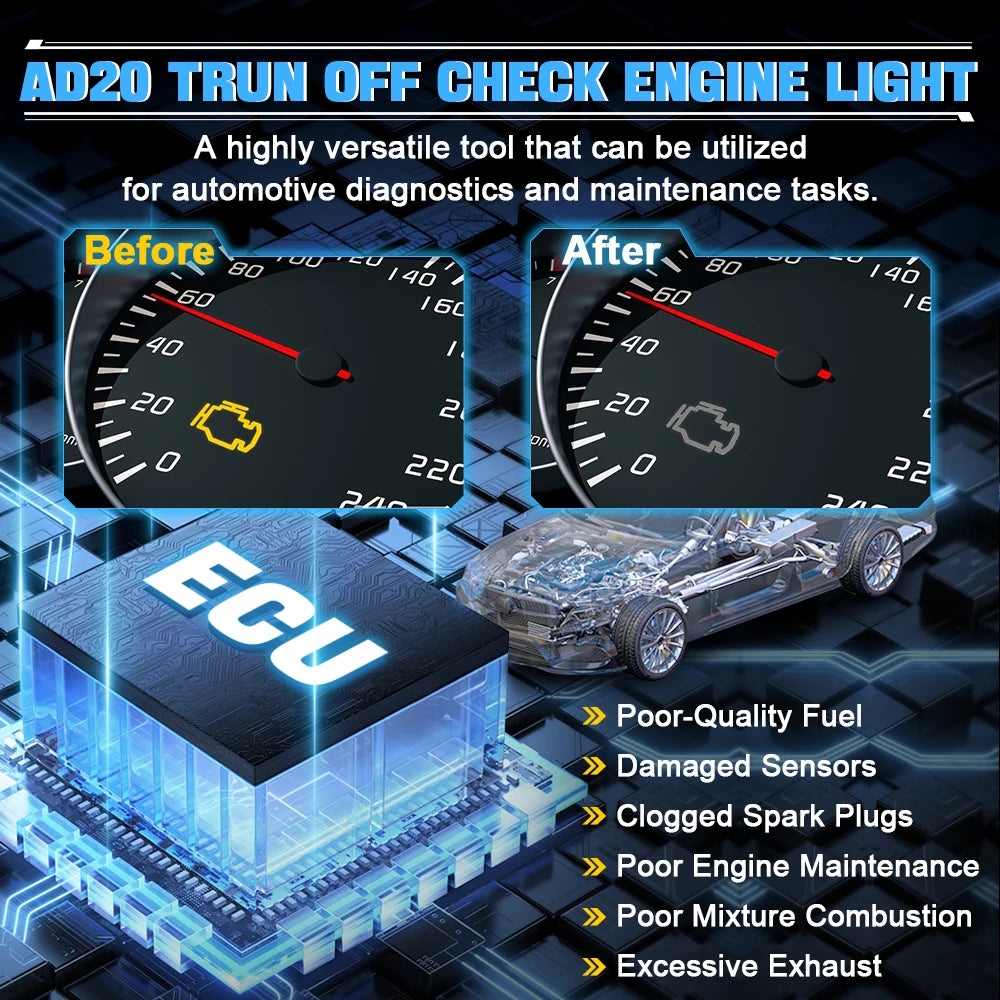 XTOOL Advancer AD20 OBD2 Scanner 2026 AI-assisted Tool Code Reader OBD 2 Diagnostic Tools Lifetime Free Updates Free Application