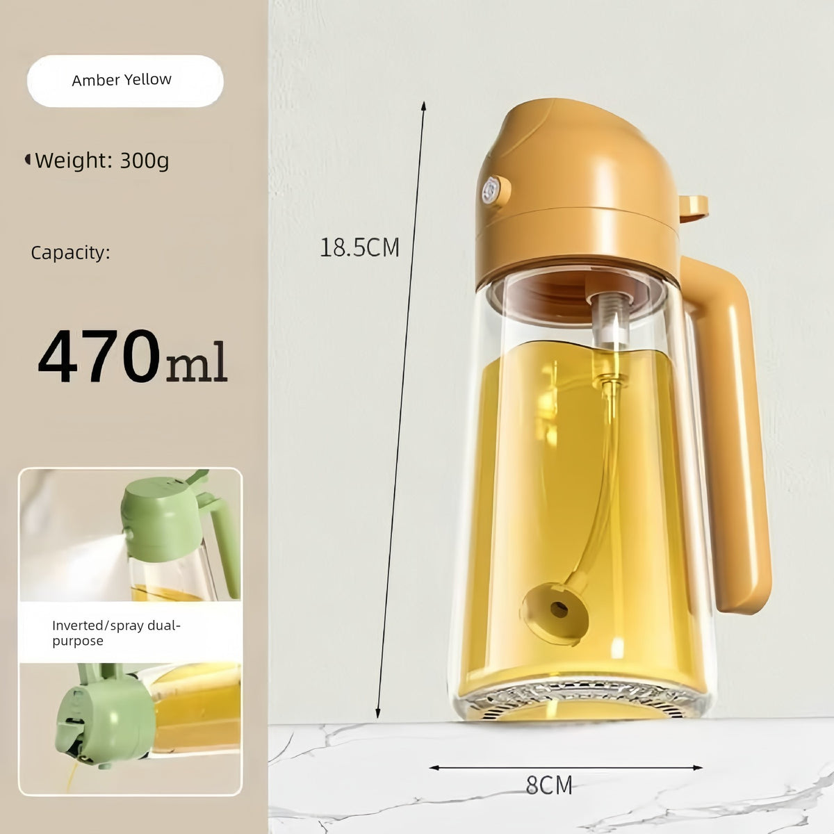 Glass Spray Oil Bottle Jar Spray Dual-Use Air Fryer Kitchen For Home Spray Oil Dispenser Oil Tank Seasoning Edible