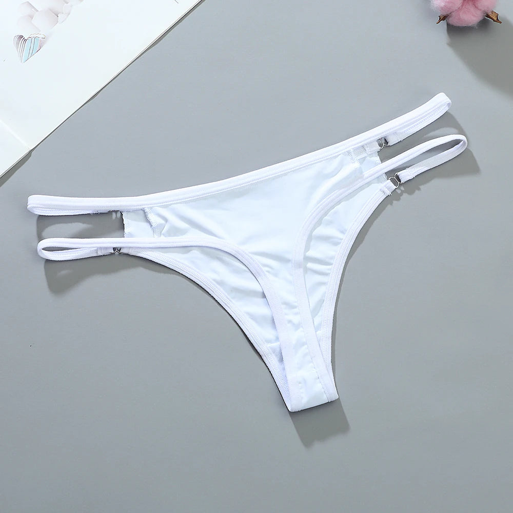 Sexy Female Llingerie  Women's Double Strip Waistband Patchwork G-String Ice Silk Thong Underwear Female Intimate Lingerie Panti