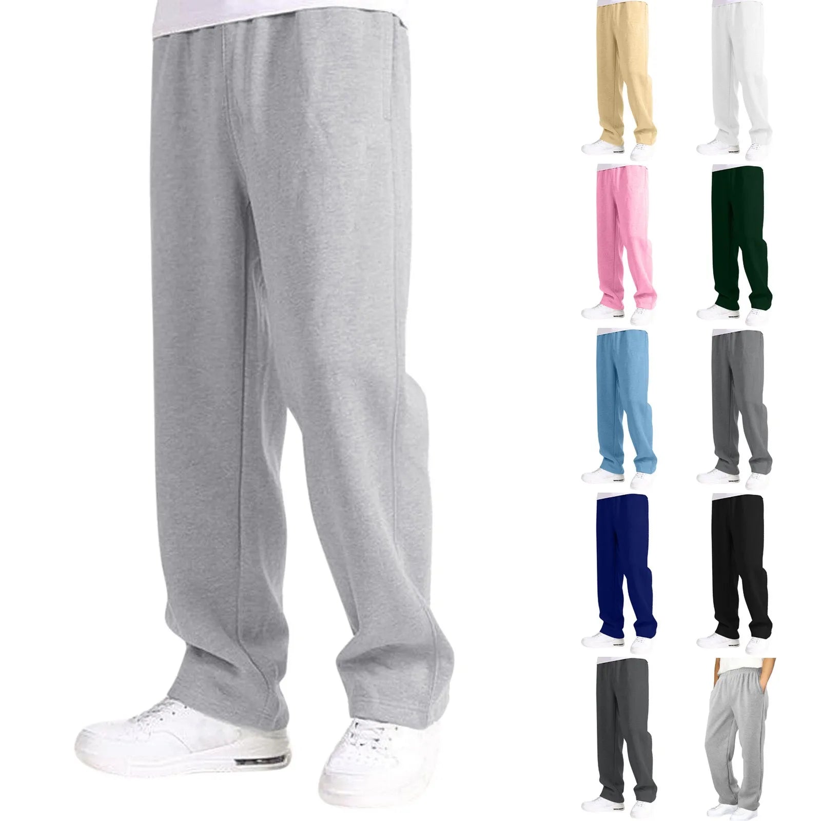 Mens Fleece Lined Sweatpants Wide Straight Leg Pants Bottom Sweatpants Joggers Pants Workout High Waisted Yoga Pants 10 Star