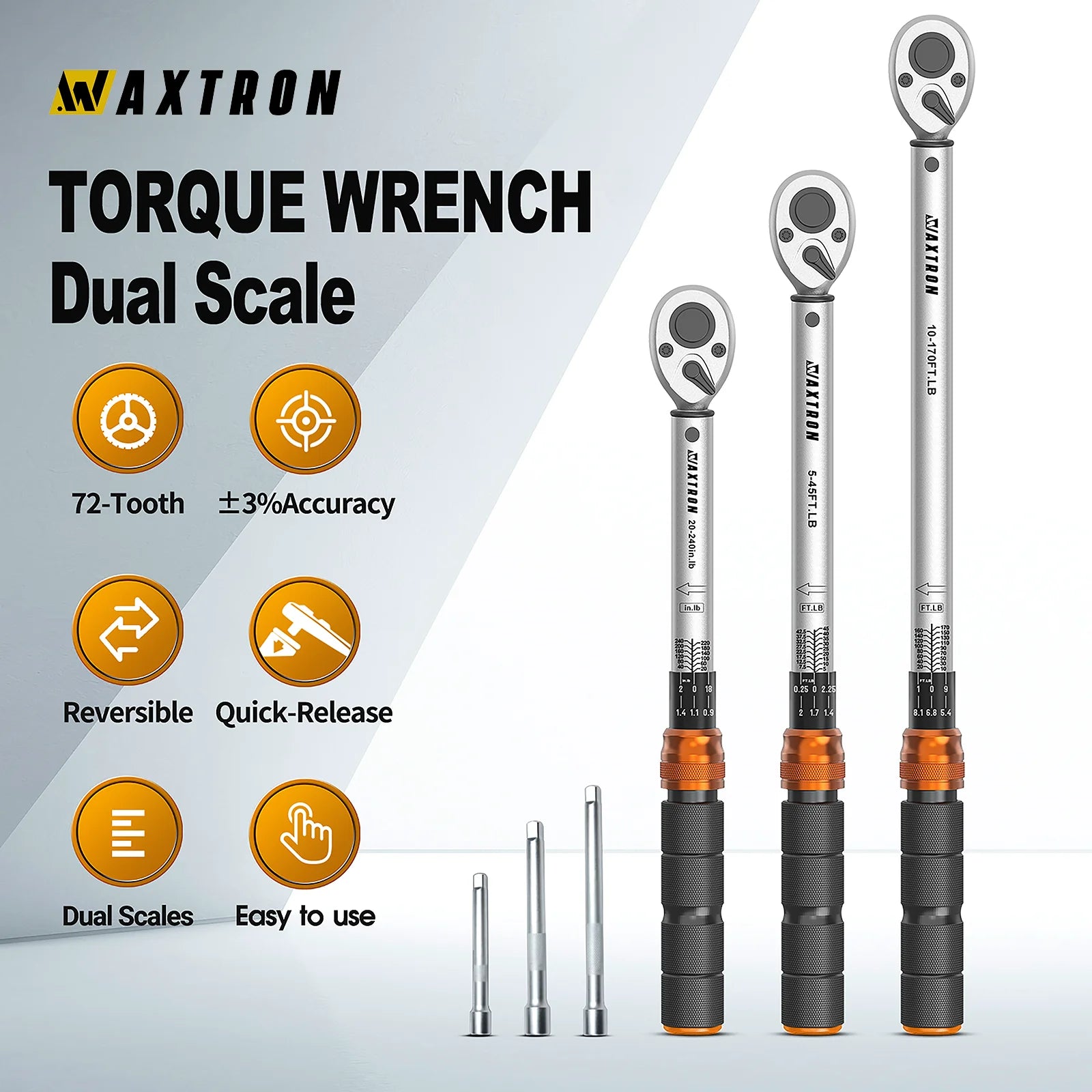 Waxtron Torque Wrench 1-220N.m ±3% Accuracy 1/2'' 1/4'' 3/8'' Drive Professional Maintenance Tools for Motorcycles and Bikes Hot
