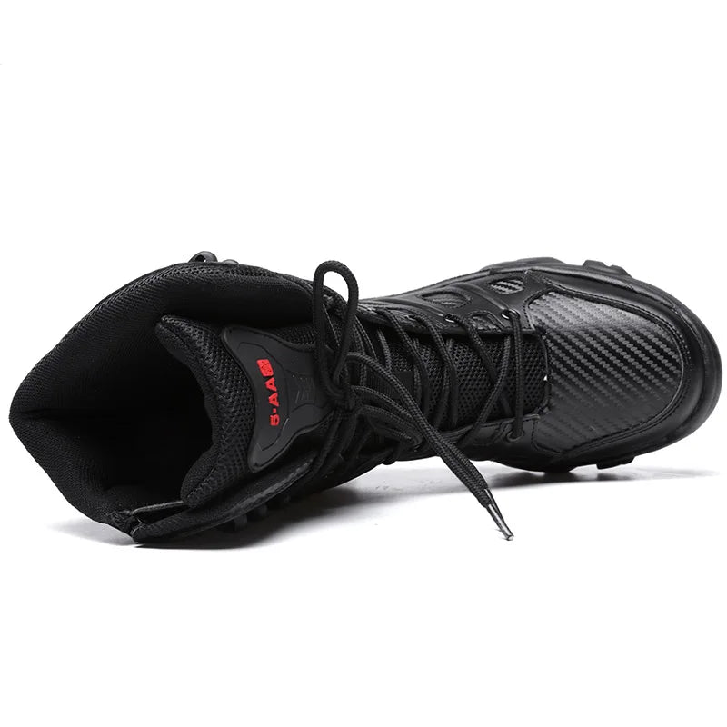 Big Size 47 Men's Boot Combat Mens Ankle Boot Tactical Warm Fur Army Boot Male Shoes Work Safety Shoes Motocycle Boots