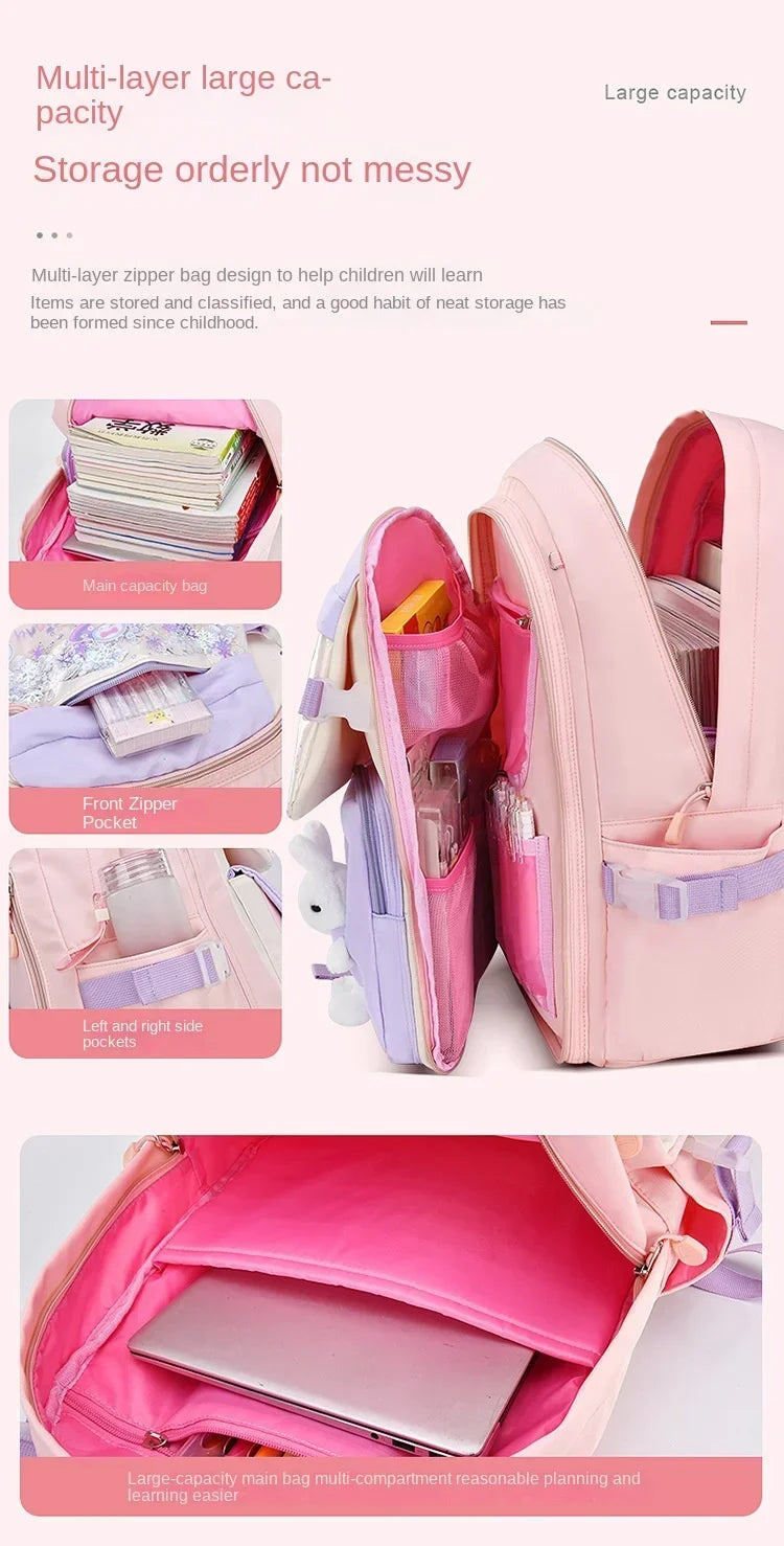 Backpack New Girl Primary School Student Bag Cute Cartoon Kid Junior High School Shoulder Bag Waterproof Children Schoolbag