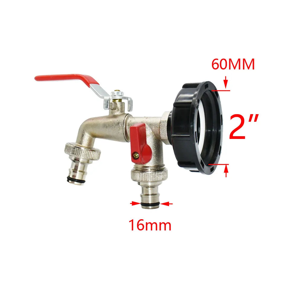 Adaptador de grifo de tanque IBC duradero, rosca gruesa S60*6 a conector de agua de 1/2'' 3/4'', accesorio de repuesto para válvula