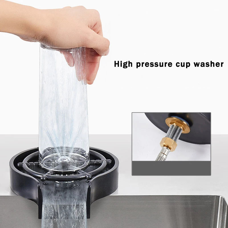 Household High Pressure Cup Washer Coffee Bar ABS Automatic Flushing Push Cup Washer Kitchen Coffee Accessories