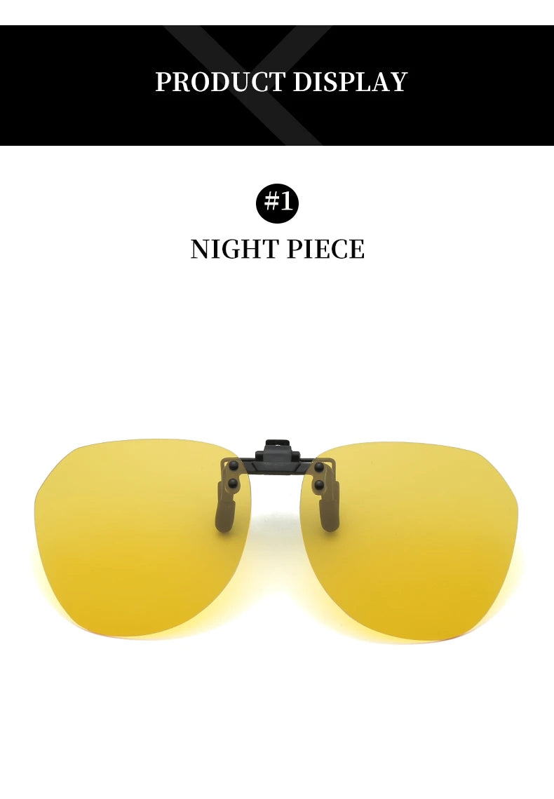 DOHOHDO New Men Women Clip On Sunglasses Polarizing UV400 Protention Vintage Clip Polarized Glasses Night Vision Driving Goggles
