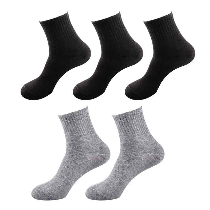 10Pcs/5Pair Unisex Socks Women Men Black White Gray Ankle Socks Female Male Solid Color Socks High Quality Cotton Short Socks