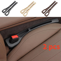 2PCS Car Seat Gap Filler, PU Waterproof Organizer with Storage Grooves, Auto Interior Accessories for Phone & Keys