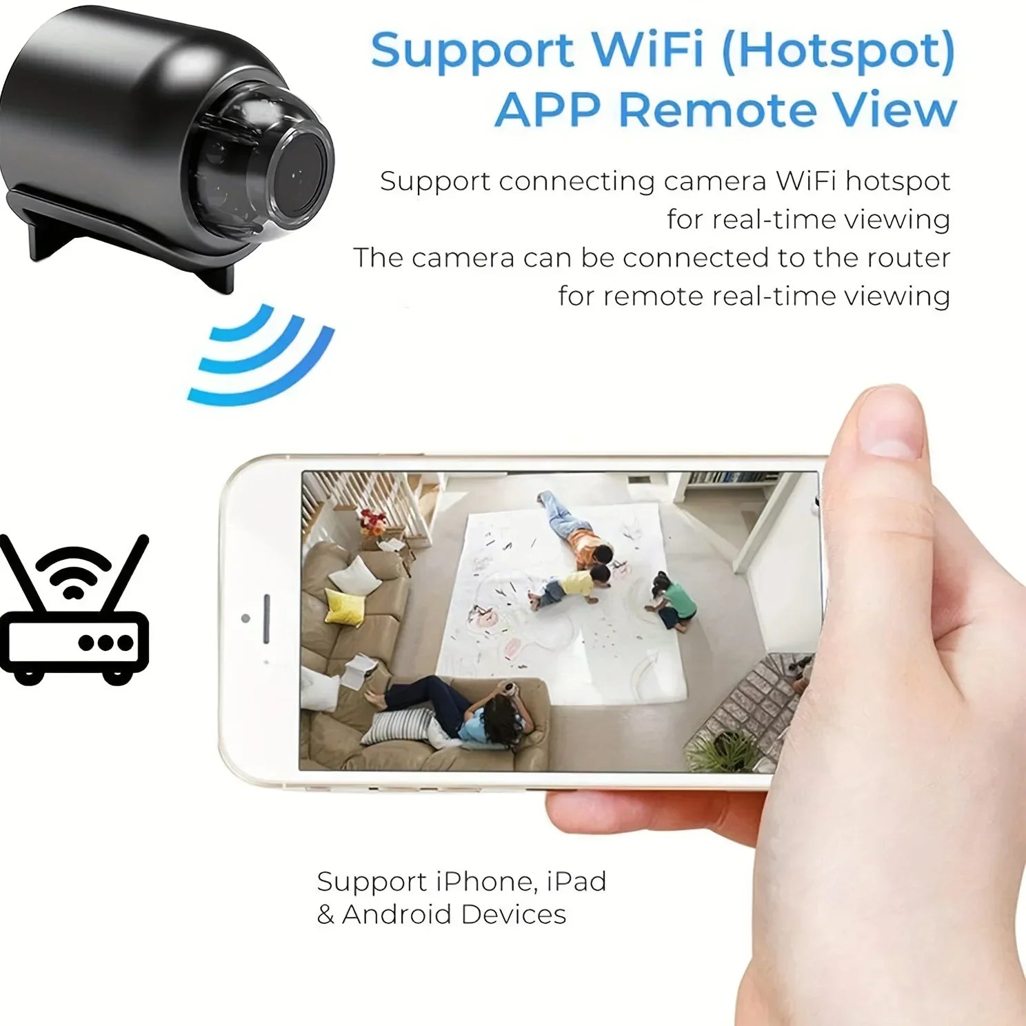 Mini WiFi Camera 1080P HD, Indoor Security Cam with Night Vision, 2-Way Audio, Baby & Pet Monitoring
