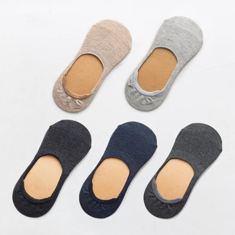 10 Pieces = 5 Pairs Women Invisible Boat Socks Spring Summer Solid Color Fashion Wild Shallow Mouth Felmen Slipper Cotton Sock