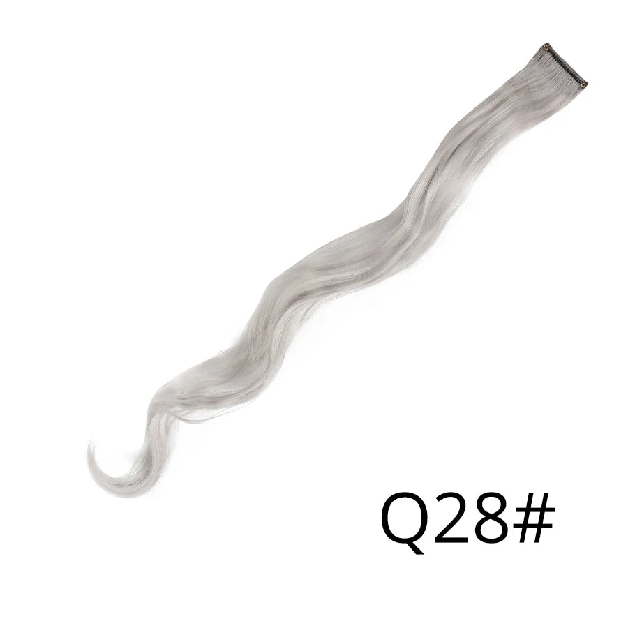 Synthetic Clip In One Pieces Raiinbow Hair Extensions  Straight Synthetic Hair Pieces 18" Long  Ombre Hair Pink Purple Red Blue