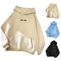 Letter Print Hoodies Women Harajuku Oversize Leisure Sweatshirts Hooded Tops Loose Pockets Tracksuits Warm Pullovers Sudadera