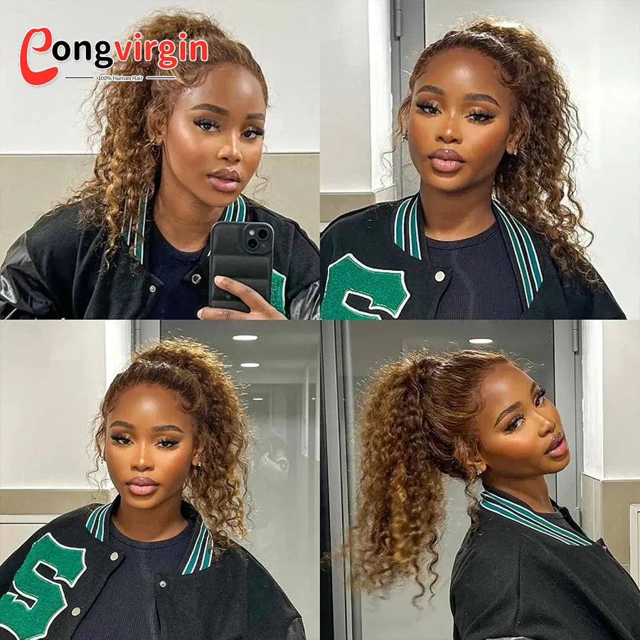 250 Density Highlight P4/27 Blonde 360 Full Hd Lace Front Wig Pre Plucked 30 Inch Glueless Wig Deep Wave Frontal Wig Human Hair