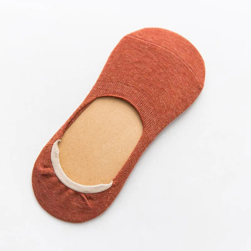 10 Pieces = 5 Pairs Women Invisible Boat Socks Spring Summer Solid Color Fashion Wild Shallow Mouth Felmen Slipper Cotton Sock