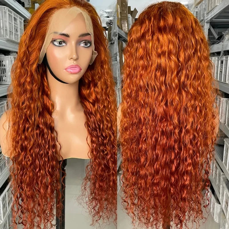 30 Inch Orange Ginger Deep Wave Human Hair Wig 13x4 13x6 HD Lace Curly Wave Color Lace Frontal Human Hair Wigs For Women