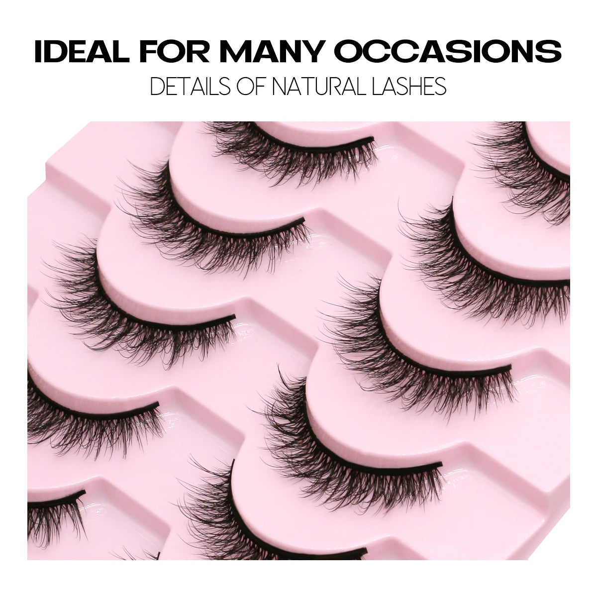 GROINNEYA 3D Mink Lashes Natural Look Fluffy Cat Eye Wispy Eyelashes Manga Lashes Winged End Eye Elongated Fake Lashes Makeup