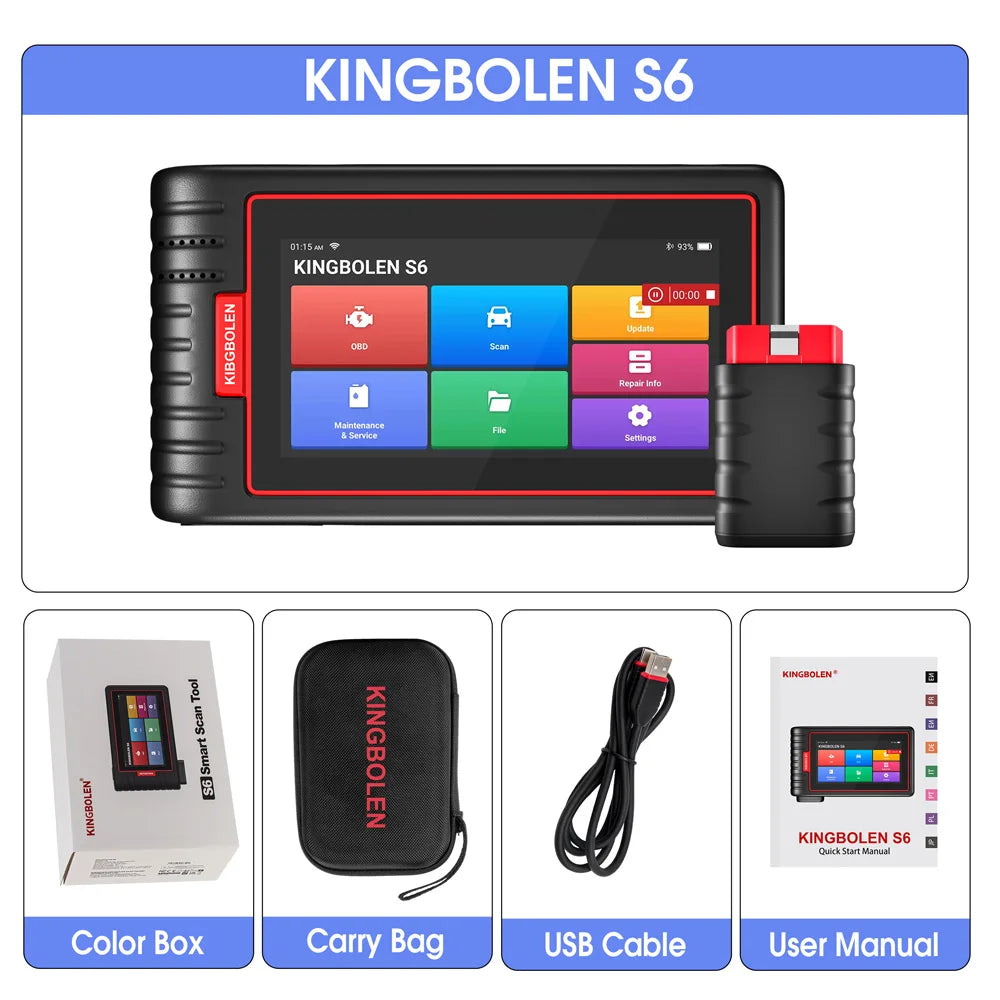 KINGBOLEN S6 OBD Automotive Scanner Bluetooth All System Car Diagnostic Tools 28 Resets IMMO/BMS/TPMS/ABS Bleeding Lifetime Free