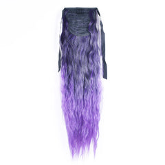 Jeedou Synthetic Long Kinky Curly Hair Ribbon Ponytail Extension Brown Blue Pink Purple Naturl Color Ponytails