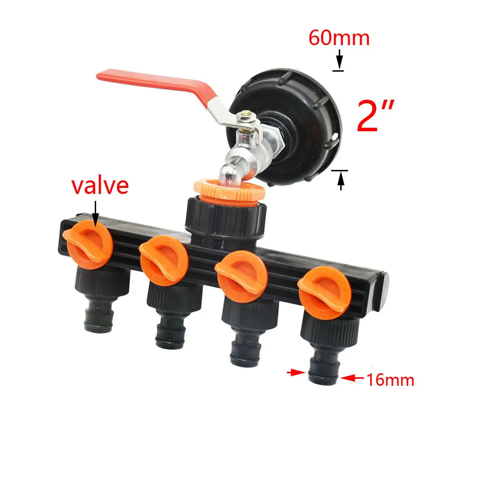 Adaptador de grifo de tanque IBC duradero, rosca gruesa S60*6 a conector de agua de 1/2'' 3/4'', accesorio de repuesto para válvula