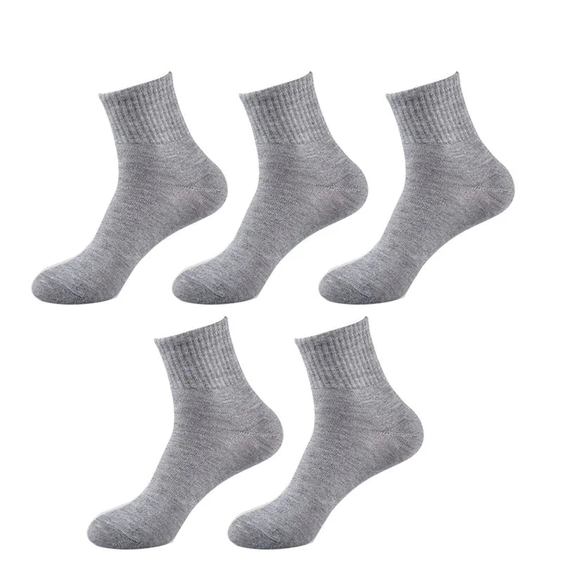 10Pcs/5Pair Unisex Socks Women Men Black White Gray Ankle Socks Female Male Solid Color Socks High Quality Cotton Short Socks