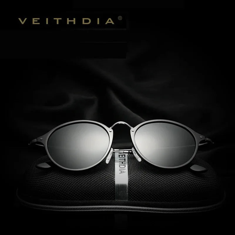 VEITHDIA Men Sunglasses Fashion Round Unisex Sun Glasses Polarized Coating Mirror Sports Driving Male Eyewear For Women 6358