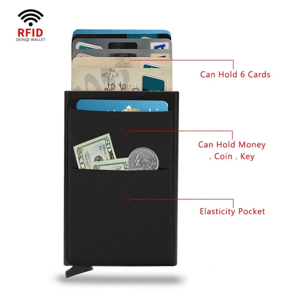 Rfid Credit Card Holder Men Thin Slim Mini Minimalist Wallets Luxury Metal Bank ID Cardholer Case Wallet for Men Carteras \[]pl/