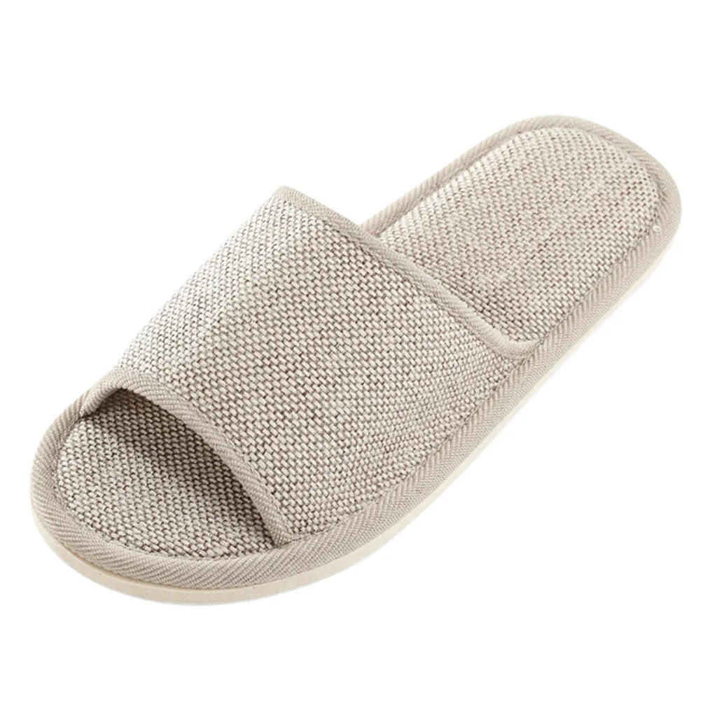 Home Slippers Women'S And Men'S Shoes Couples Plain Home Linen Slippers Indoor Flat Shoes Sandals Guest Slippers Women Shoes