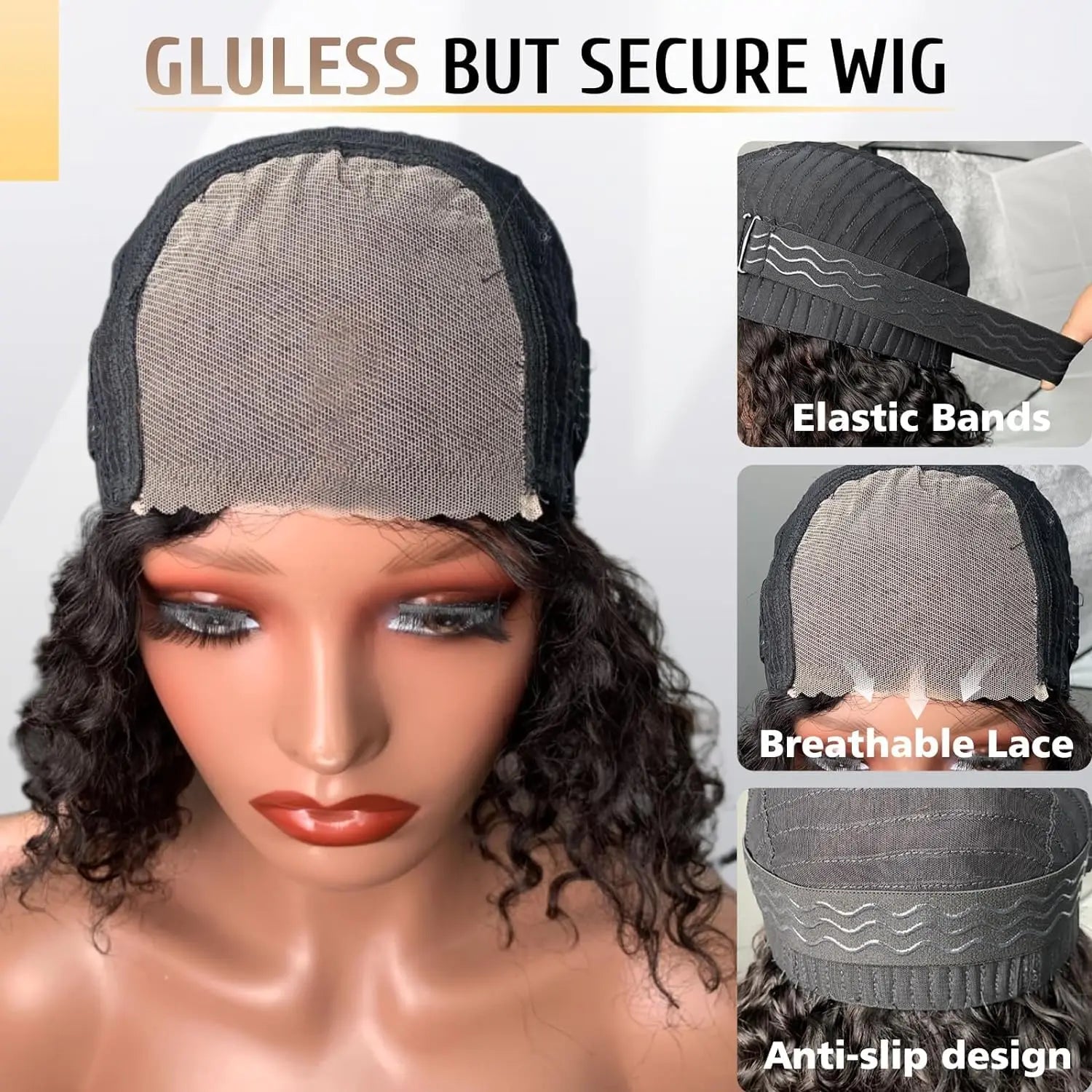 Glueless Wig Human Hair Ready To Wear Deep Wave Frontal Wig Short Curly Bob Wig Human Hair 4x4 13x4 Lace Front Human Hair 180%