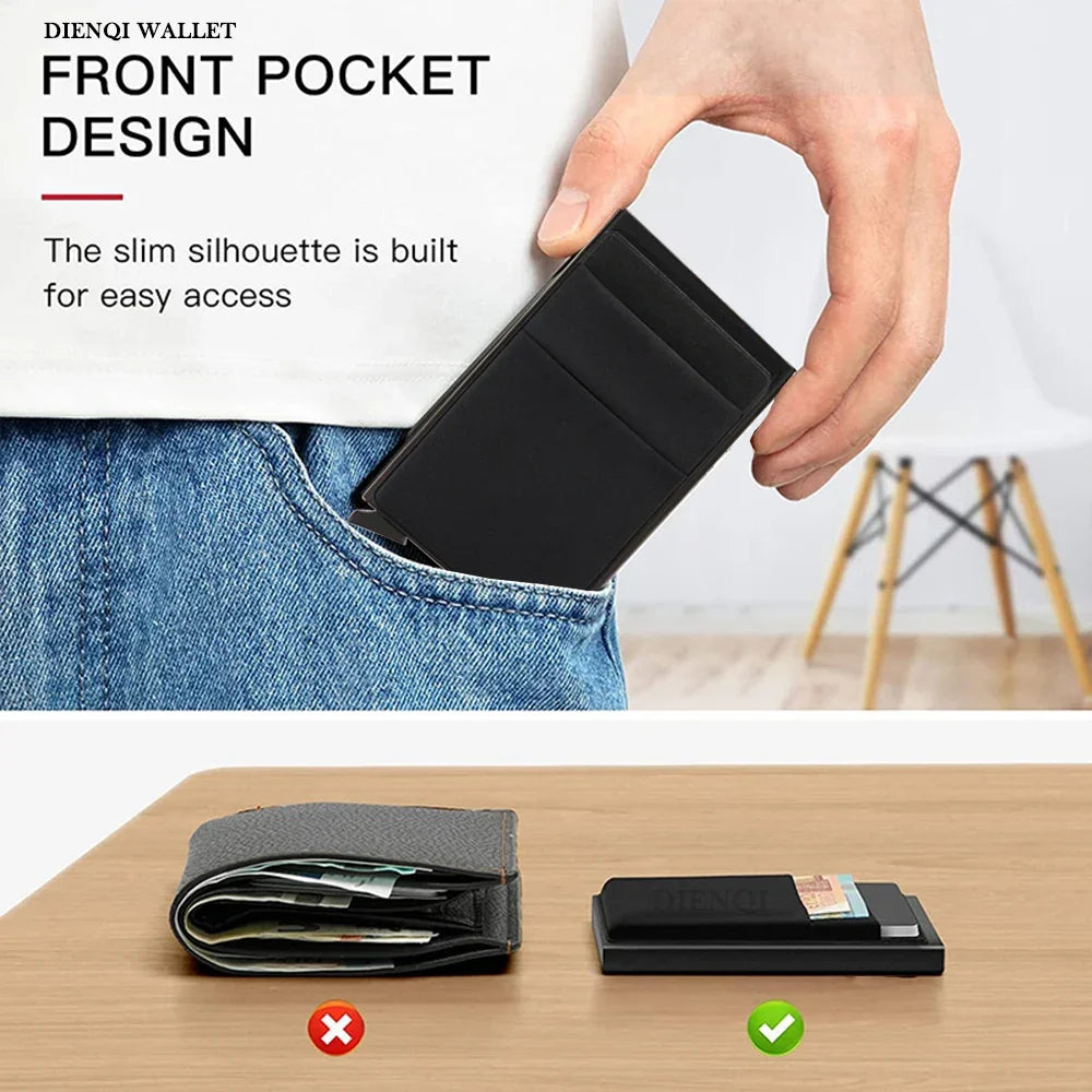 Rfid Credit Card Holder Men Thin Slim Mini Minimalist Wallets Luxury Metal Bank ID Cardholer Case Wallet for Men Carteras \[]pl/