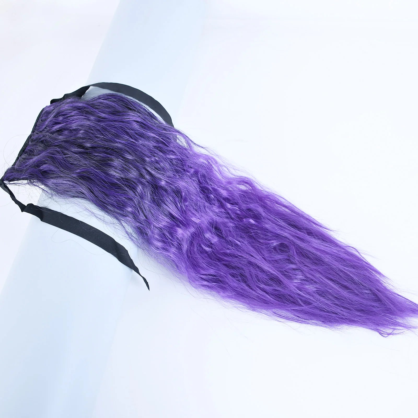 Jeedou Synthetic Long Kinky Curly Hair Ribbon Ponytail Extension Brown Blue Pink Purple Naturl Color Ponytails