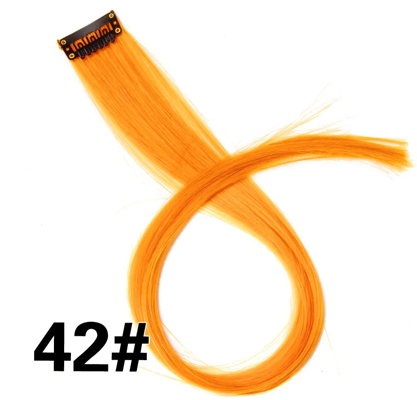 Synthetic Clip In One Pieces Raiinbow Hair Extensions  Straight Synthetic Hair Pieces 18" Long  Ombre Hair Pink Purple Red Blue