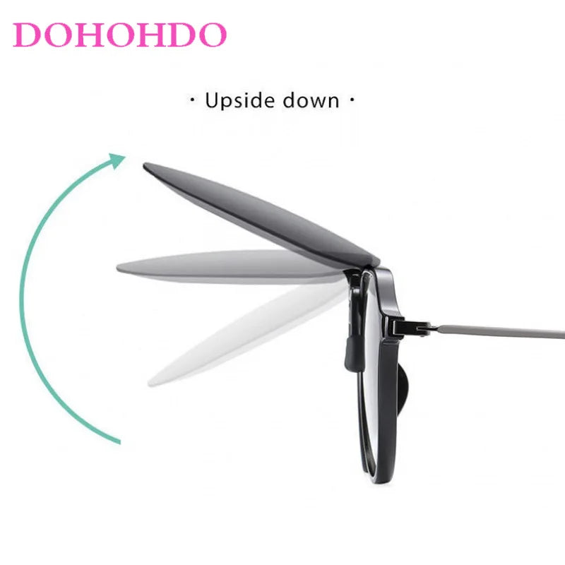 DOHOHDO New Men Women Clip On Sunglasses Polarizing UV400 Protention Vintage Clip Polarized Glasses Night Vision Driving Goggles