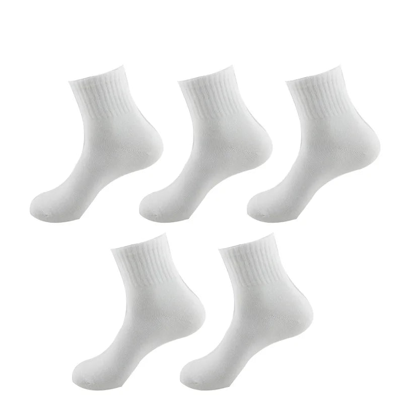 10Pcs/5Pair Unisex Socks Women Men Black White Gray Ankle Socks Female Male Solid Color Socks High Quality Cotton Short Socks