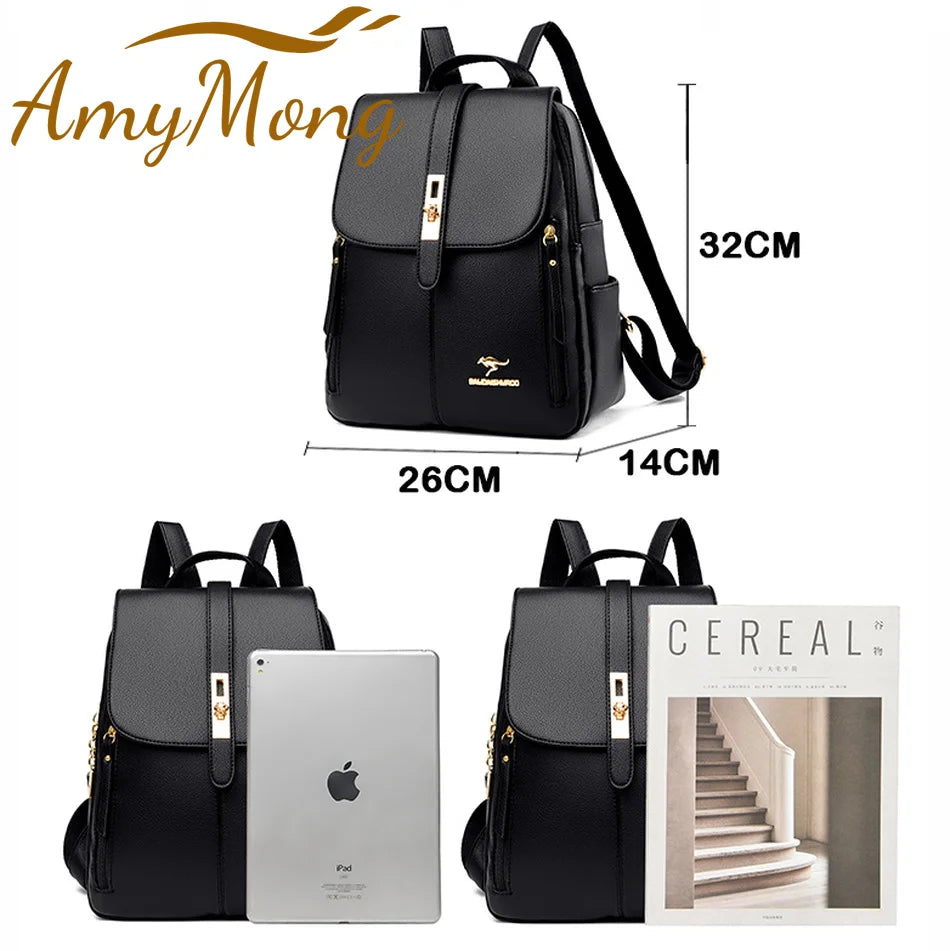 Damen Rucksack mit großer Kapazität, Geldbörsen, hochwertiges Leder, Vintage-Tasche, Schultaschen, Reiserucksack, Damen, Büchertasche, Rucksack